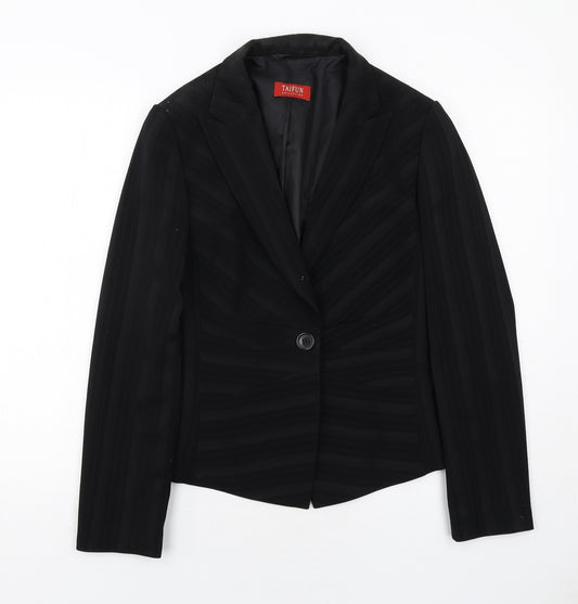Taifun Womens Black Striped Polyester Jacket Blazer Size 10