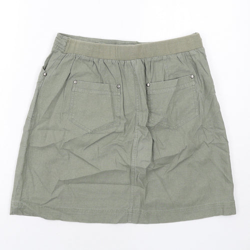 BHS Womens Green Linen Cargo Skirt Size 12 Zip