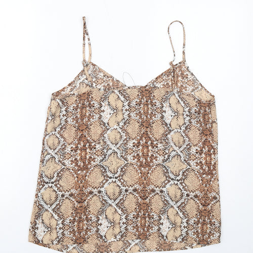 Marks and Spencer Womens Brown Animal Print Polyester Camisole Tank Size 12 V-Neck - Snake Print