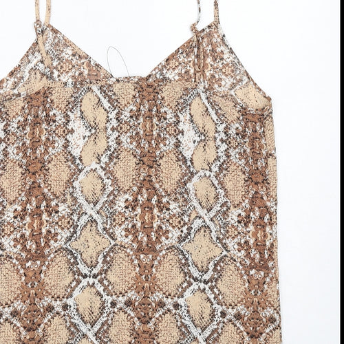 Marks and Spencer Womens Brown Animal Print Polyester Camisole Tank Size 12 V-Neck - Snake Print