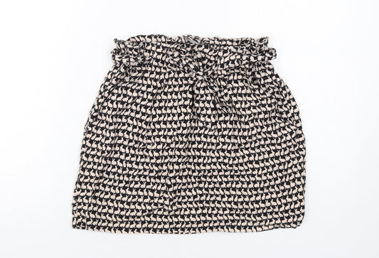H&M Womens Black Geometric Viscose A-Line Skirt Size 10