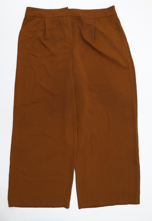 The Frolic Womens Brown Polyester Trousers Size 22 Regular Zip