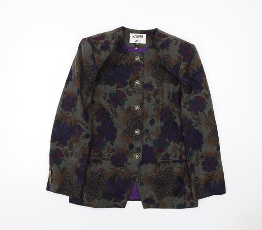 Kasper Womens Multicoloured Geometric Jacket Blazer Size 12 Button