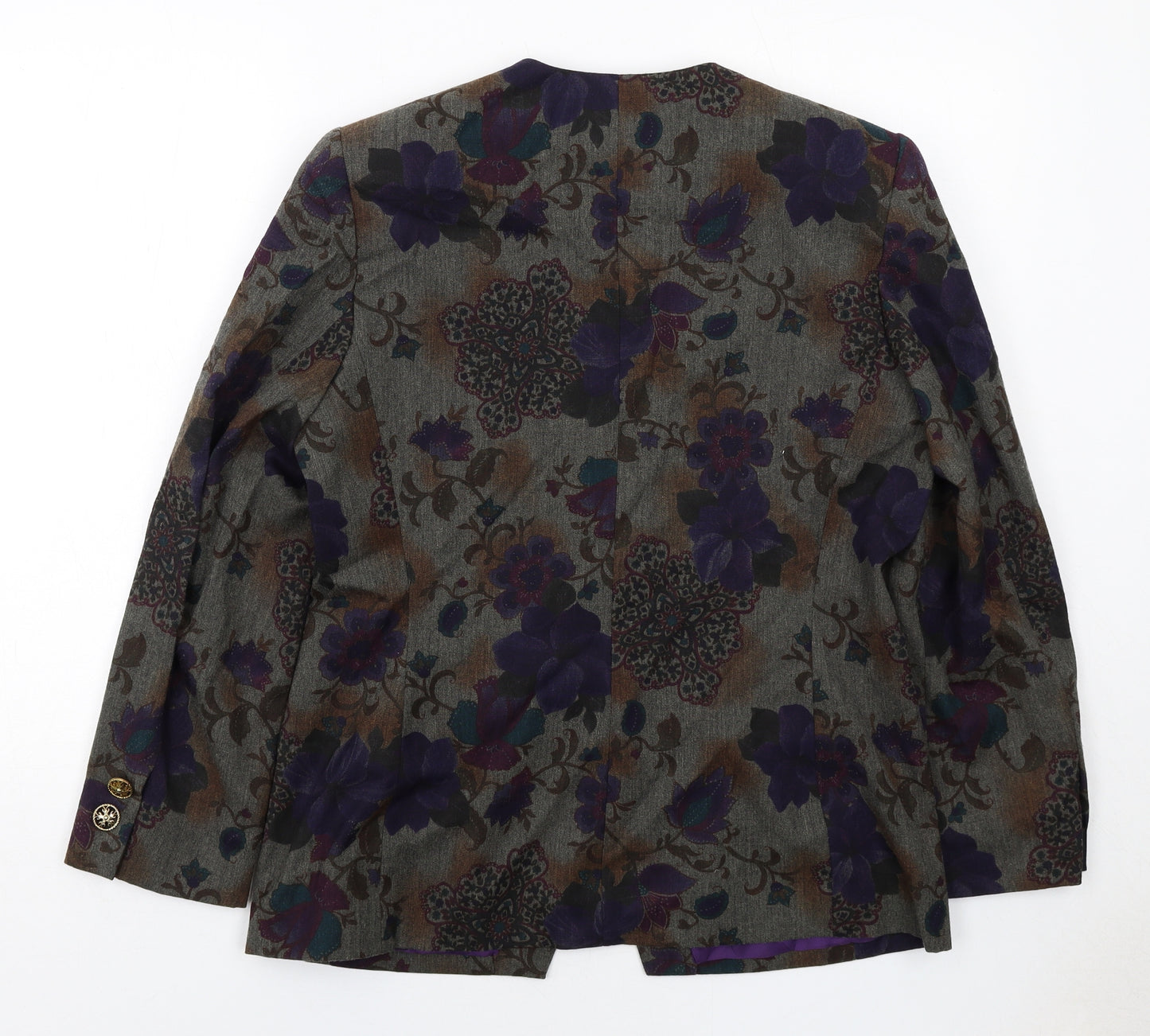 Kasper Womens Multicoloured Geometric Jacket Blazer Size 12 Button