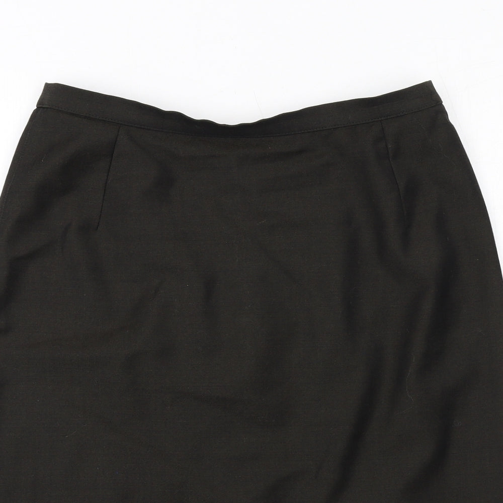 Marks and Spencer Womens Black Wool A-Line Skirt Size 16 Zip