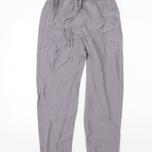 Marks and Spencer Womens Grey Lyocell Trousers Size 6 Regular Drawstring