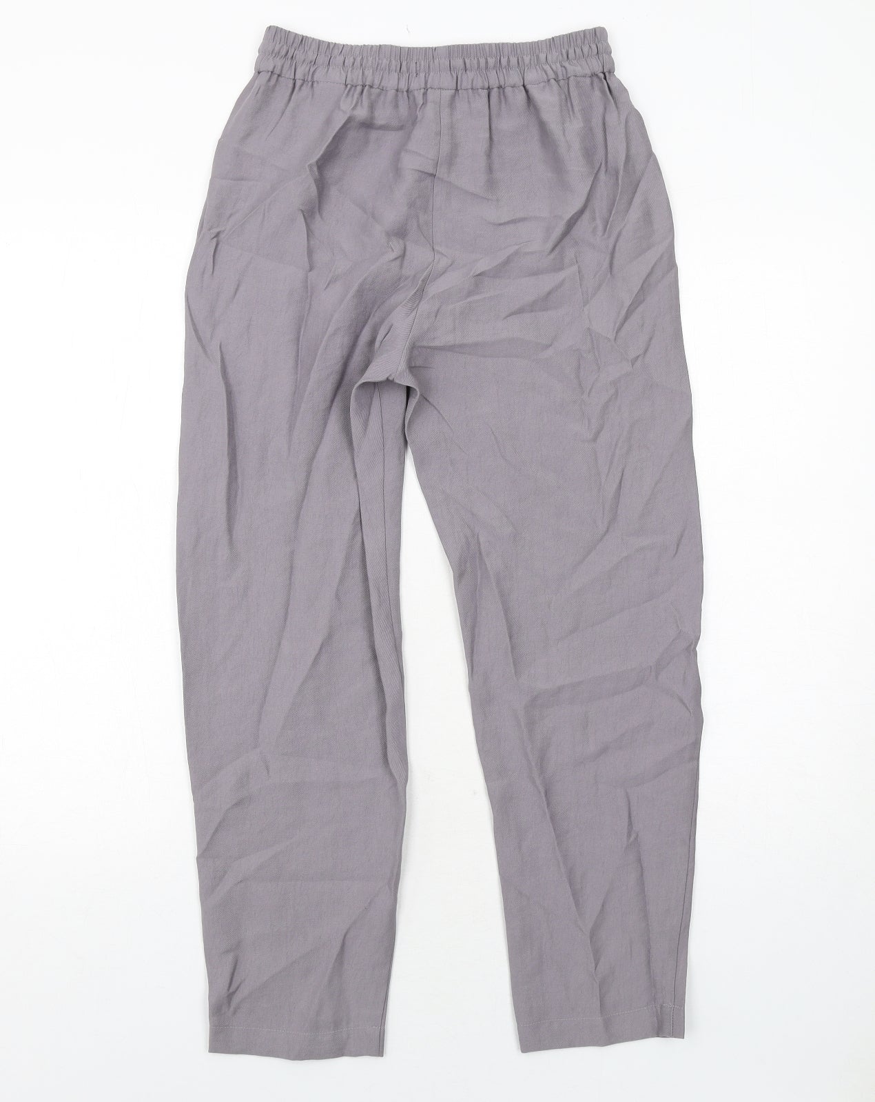 Marks and Spencer Womens Grey Lyocell Trousers Size 6 Regular Drawstring