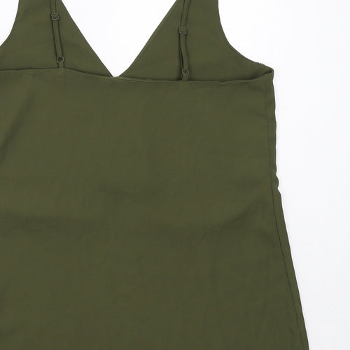 Dorothy Perkins Womens Green Polyester Basic Tank Size 12 V-Neck