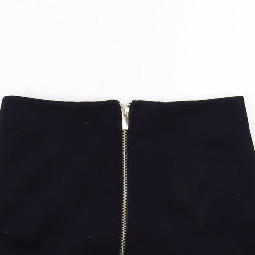 Reiss Womens Black Viscose A-Line Skirt Size 8 Zip