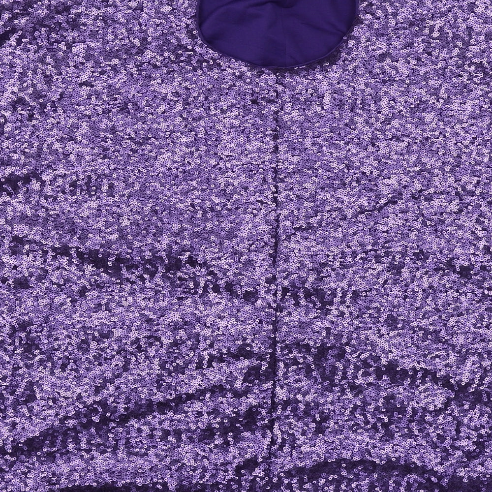 H&M Womens Purple Polyester Shift Size M Round Neck Button