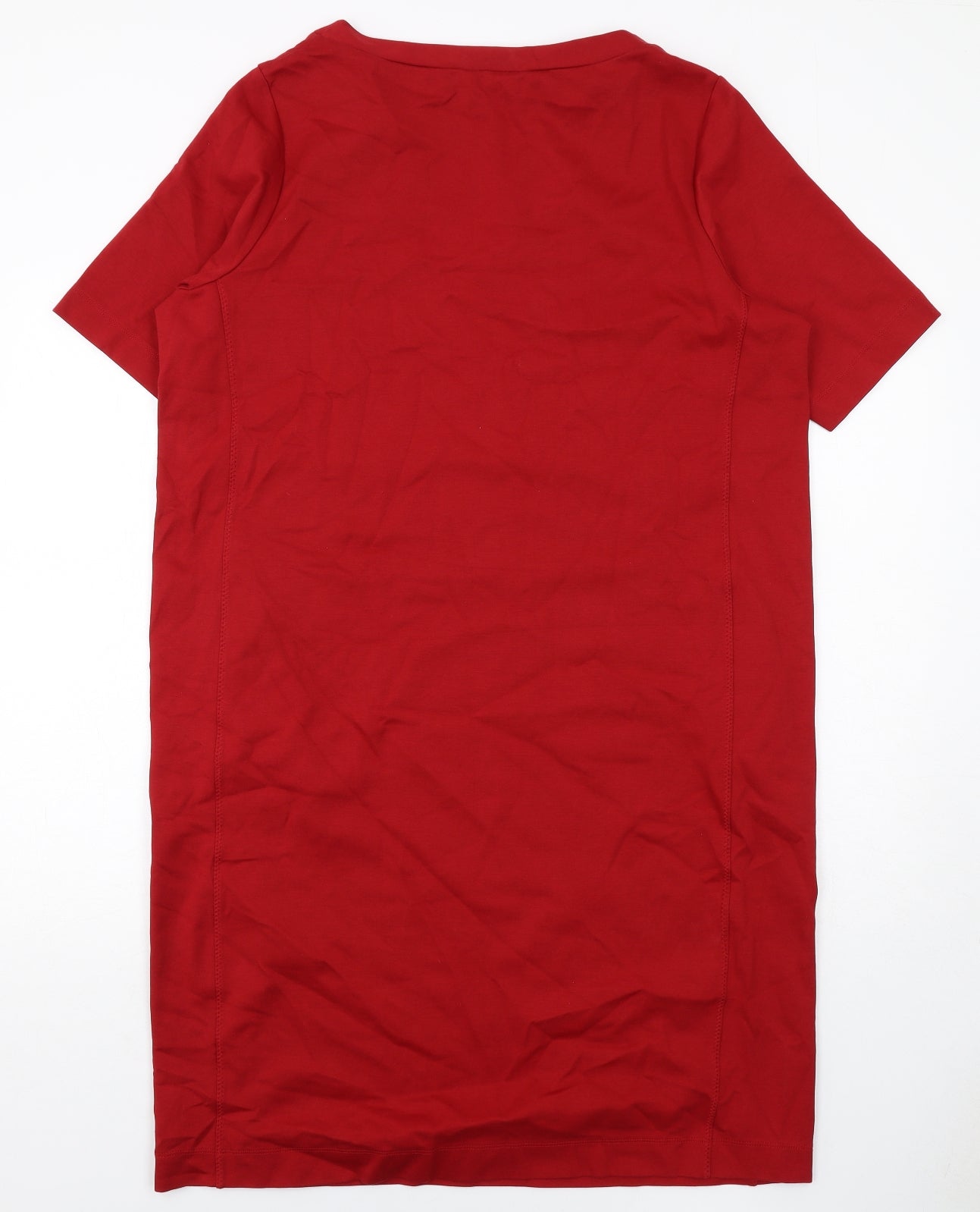 Carolyn Donnelly Womens Red Cotton T-Shirt Dress Size 16 V-Neck Pullover