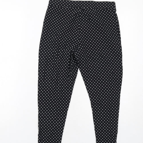 M&Co Womens Black Polka Dot Cotton Capri Leggings Size 10