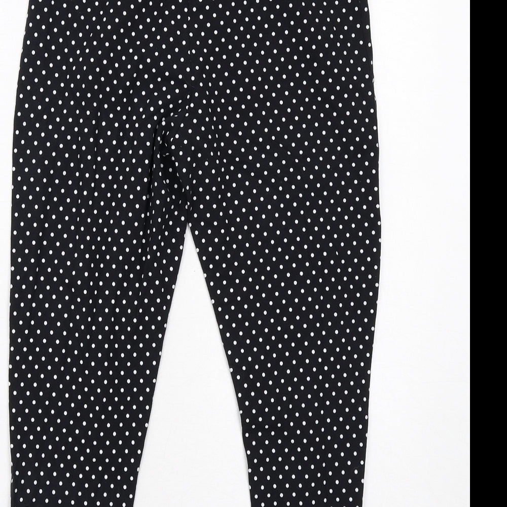 M&Co Womens Black Polka Dot Cotton Capri Leggings Size 10