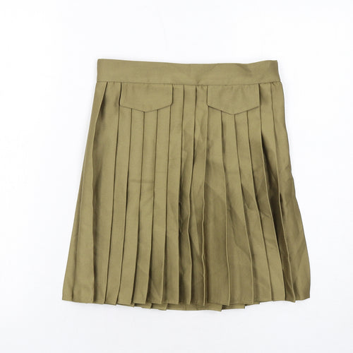 River Island Womens Green Polyester Pleated Skirt Size 8 Zip