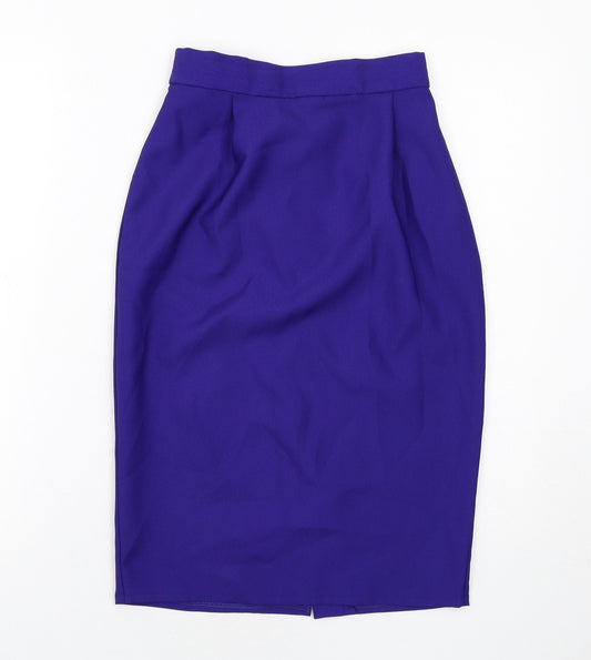 Pêche Womens Blue Polyester A-Line Skirt Size 10 Zip