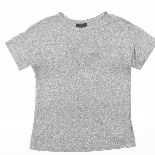 Topshop Womens Grey Polyester Basic T-Shirt Size 8 Crew Neck