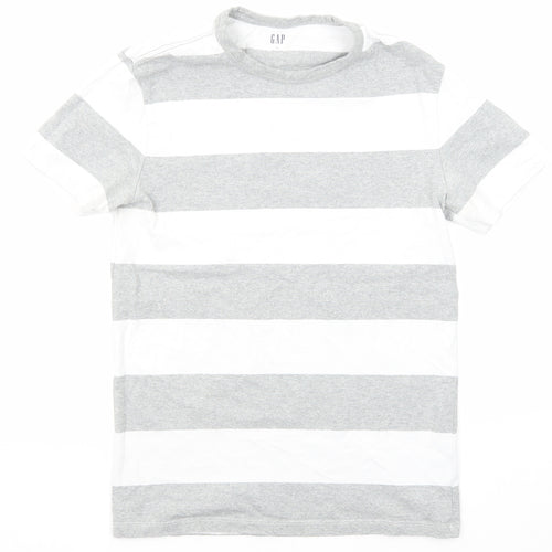 Gap Mens Grey Colourblock Cotton T-Shirt Size XS Round Neck
