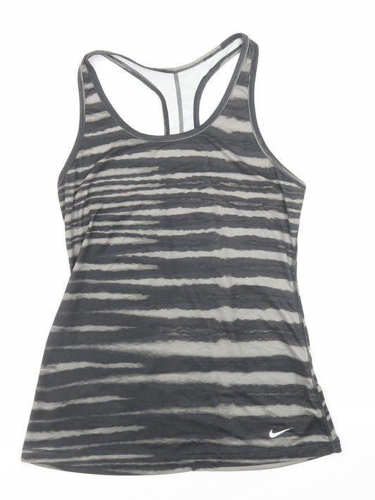 Nike Womens Grey Geometric Polyester Pullover Tank Size M Scoop Neck Pullover