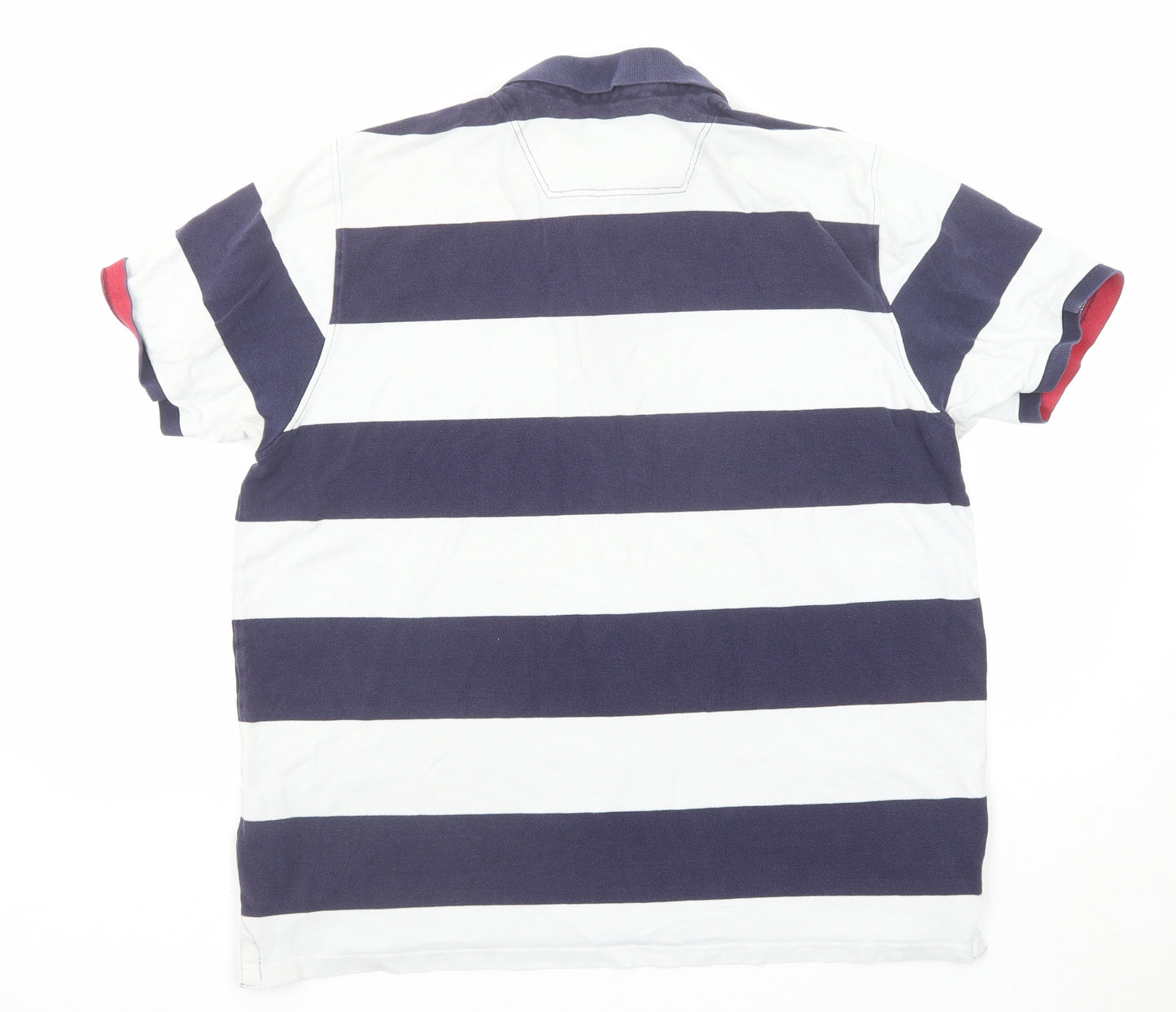 Joules Mens Blue Striped Cotton Polo Size XL Collared Pullover