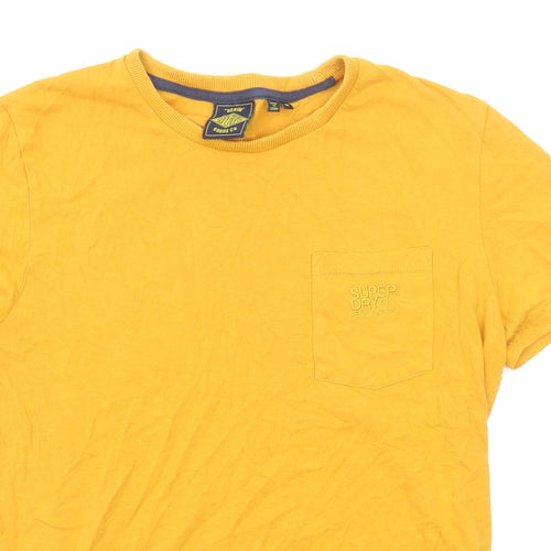 Superdry Womens Yellow Cotton Basic T-Shirt Size M Crew Neck