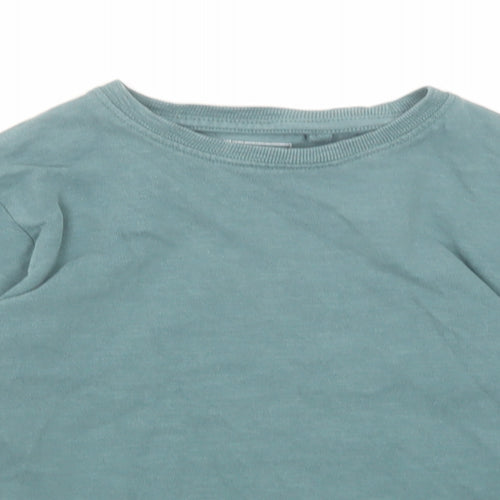NEXT Boys Green Cotton Basic T-Shirt Size 7 Years Round Neck Pullover