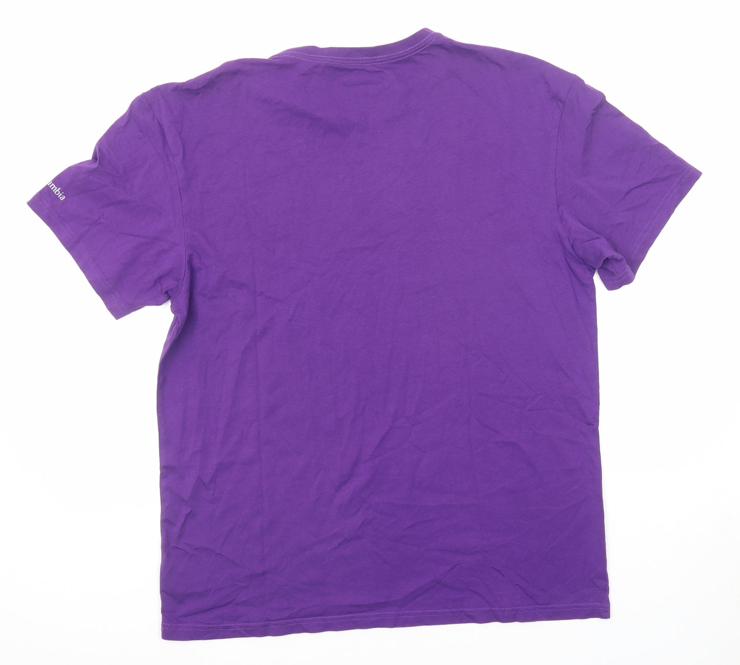 Columbia Mens Purple Cotton T-Shirt Size L Round Neck