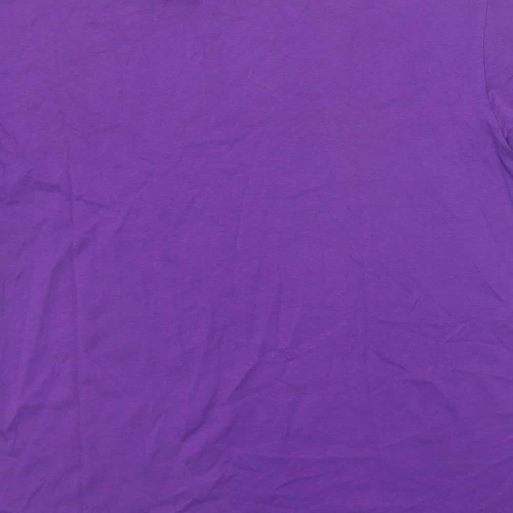 Columbia Mens Purple Cotton T-Shirt Size L Round Neck