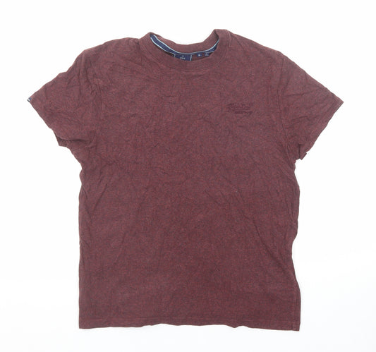 Superdry Mens Purple Cotton T-Shirt Size M Crew Neck - Logo