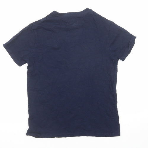Marks and Spencer Boys Blue Cotton Basic T-Shirt Size 10-11 Years Round Neck Pullover