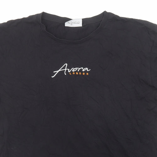 Avora Womens Black Cotton Basic T-Shirt Size XL Round Neck