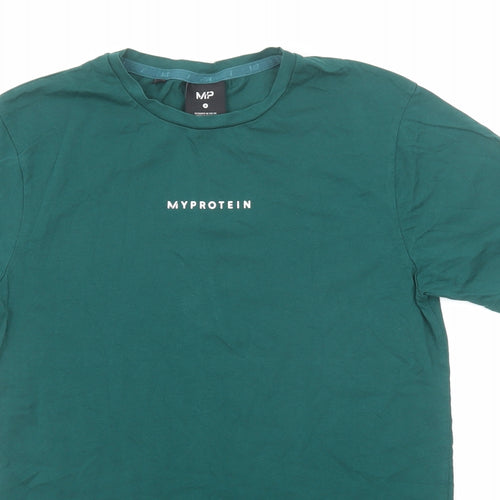 Myprotein Mens Green Cotton T-Shirt Size S Round Neck