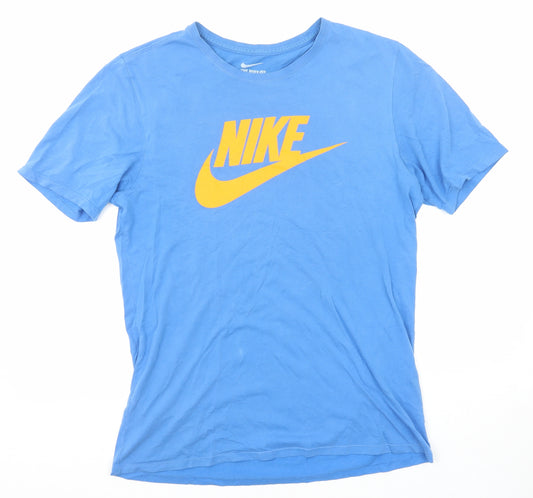 Nike Mens Blue Cotton T-Shirt Size L Round Neck
