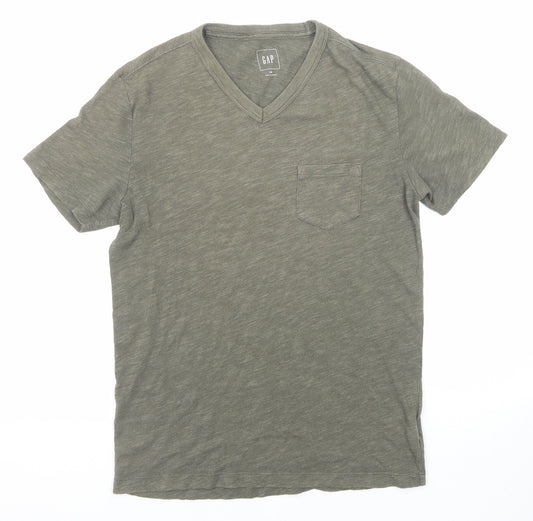 Gap Mens Green Cotton T-Shirt Size XS V-Neck
