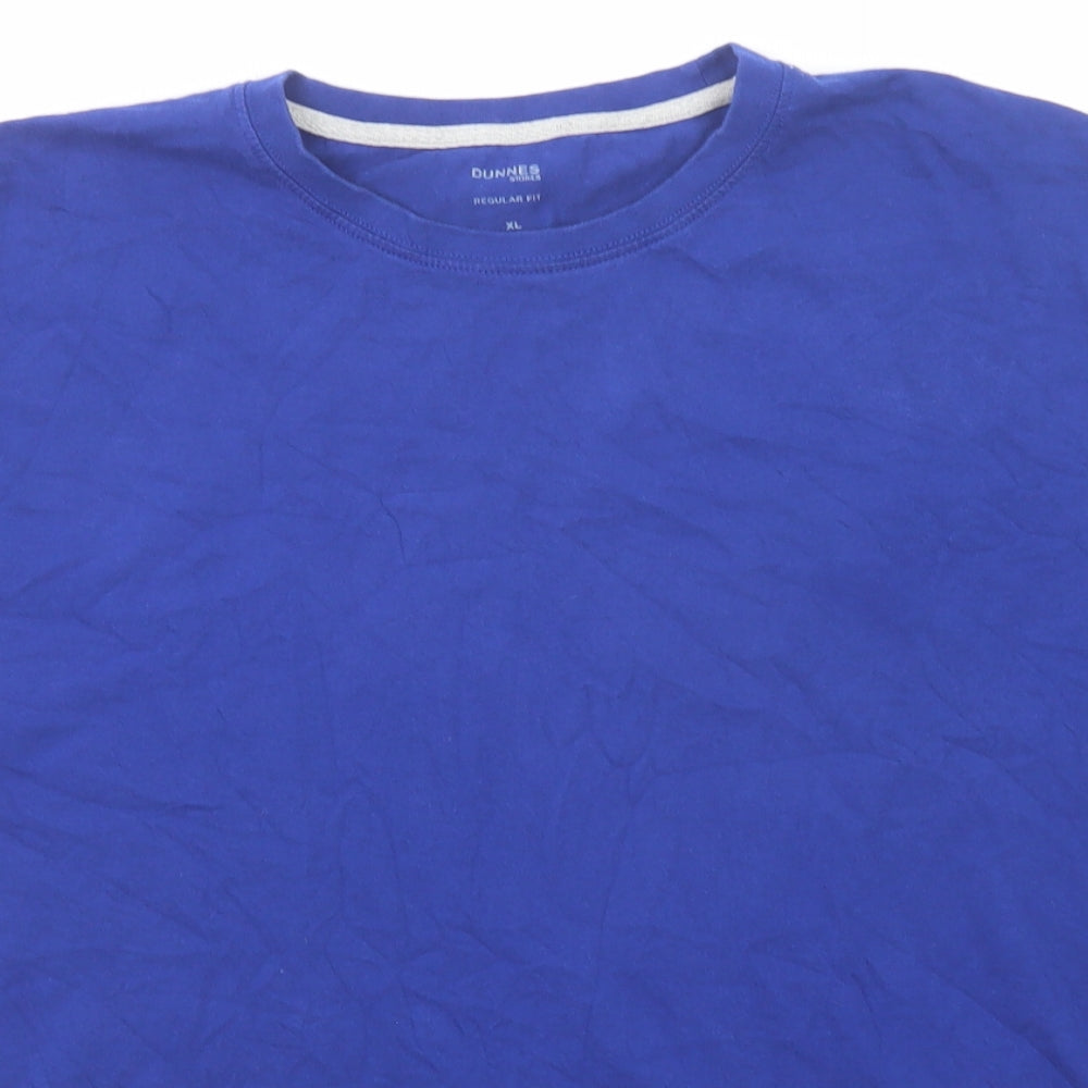 Dunnes Stores Mens Blue Cotton T-Shirt Size XL Round Neck