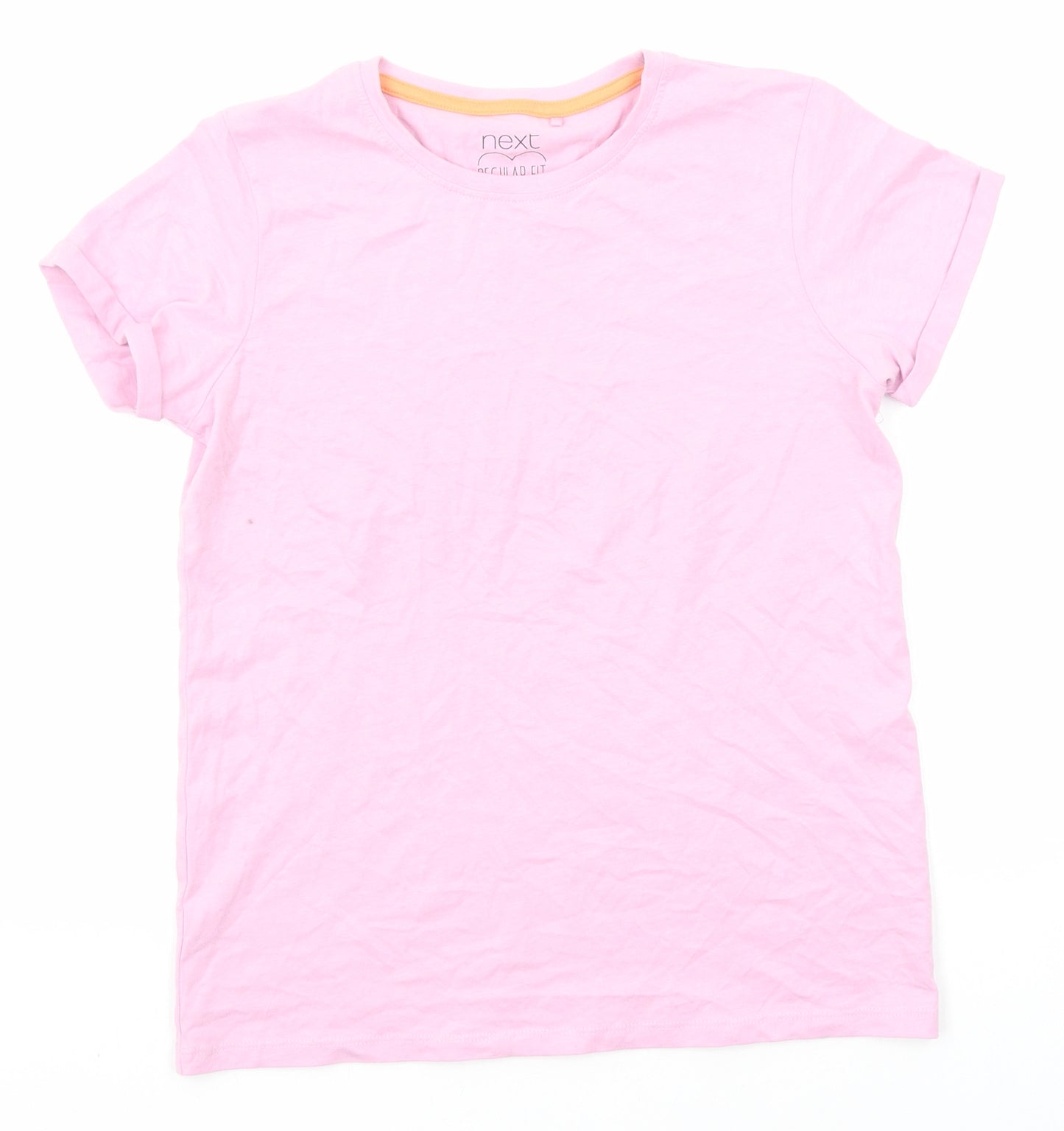 NEXT Girls Pink Cotton Basic T-Shirt Size 12 Years Crew Neck Pullover