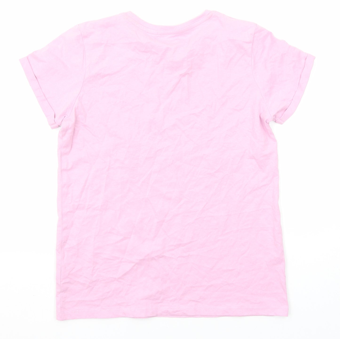 NEXT Girls Pink Cotton Basic T-Shirt Size 12 Years Crew Neck Pullover
