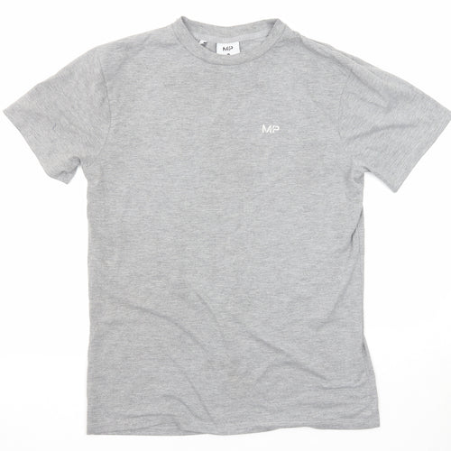Myprotein Mens Grey Polyester T-Shirt Size M Round Neck