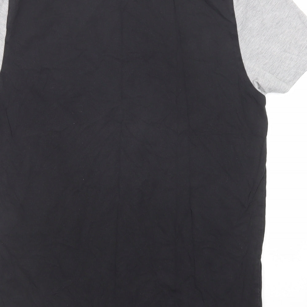 ASOS Mens Black Colourblock Cotton T-Shirt Size M Round Neck