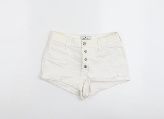 Hollister Womens White Cotton Hot Pants Shorts Size 28 in L3 in Regular Button