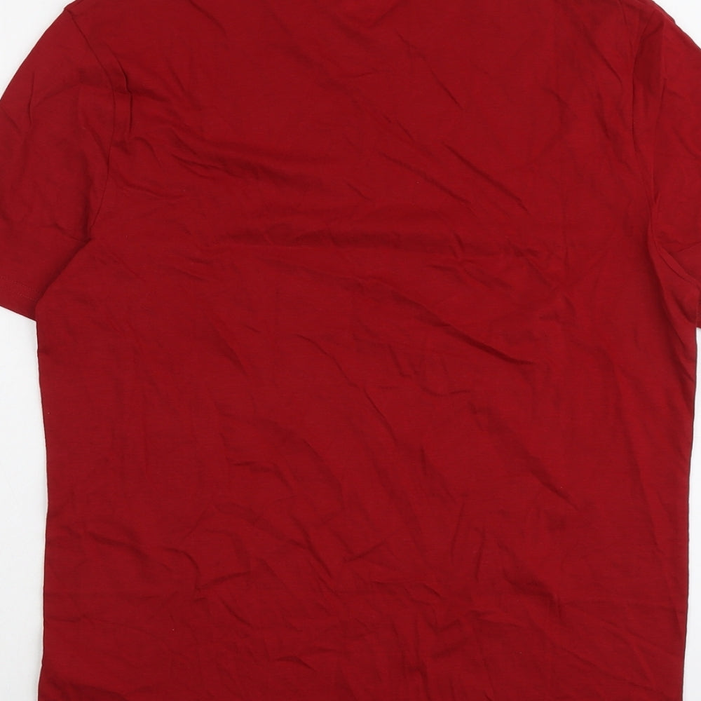 Marks and Spencer Mens Red Cotton T-Shirt Size S Round Neck - Reindeer Christmas