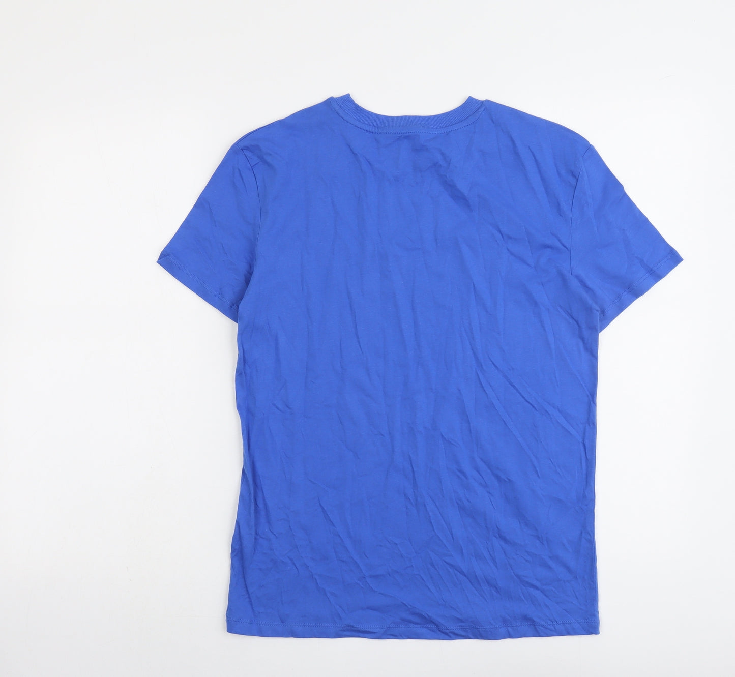 Marks and Spencer Boys Blue Cotton Basic T-Shirt Size 12-13 Years Round Neck Pullover - Brooklyn NYC
