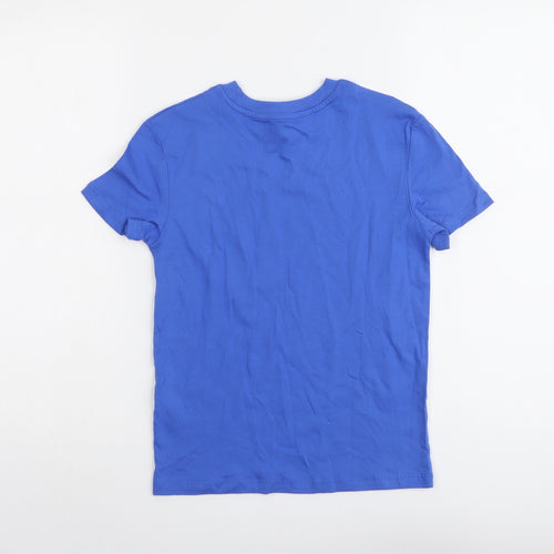 Marks and Spencer Boys Blue Cotton Basic T-Shirt Size 7-8 Years Roll Neck Pullover - Brooklyn NYC