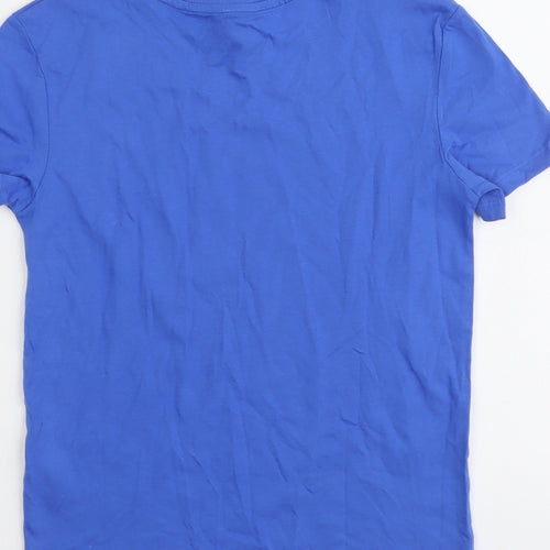 Marks and Spencer Boys Blue Cotton Basic T-Shirt Size 7-8 Years Roll Neck Pullover - Brooklyn NYC