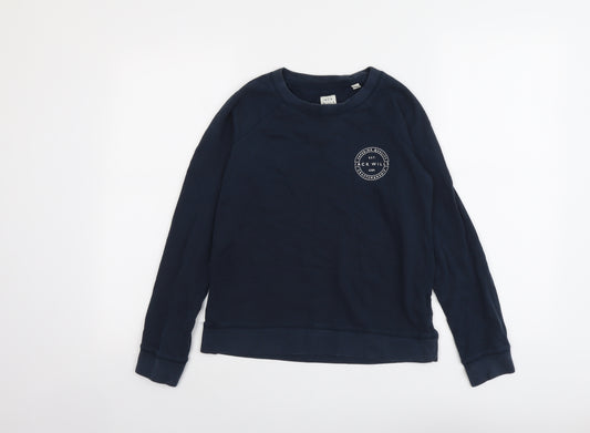 Jack Wills Womens Blue Cotton Pullover Sweatshirt Size 8 Pullover