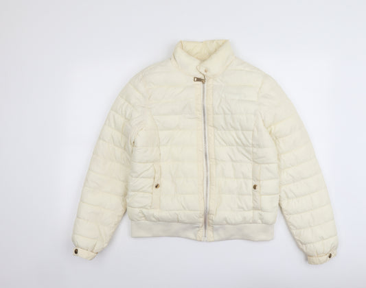 CI SONO Womens Ivory Quilted Jacket Size S Zip