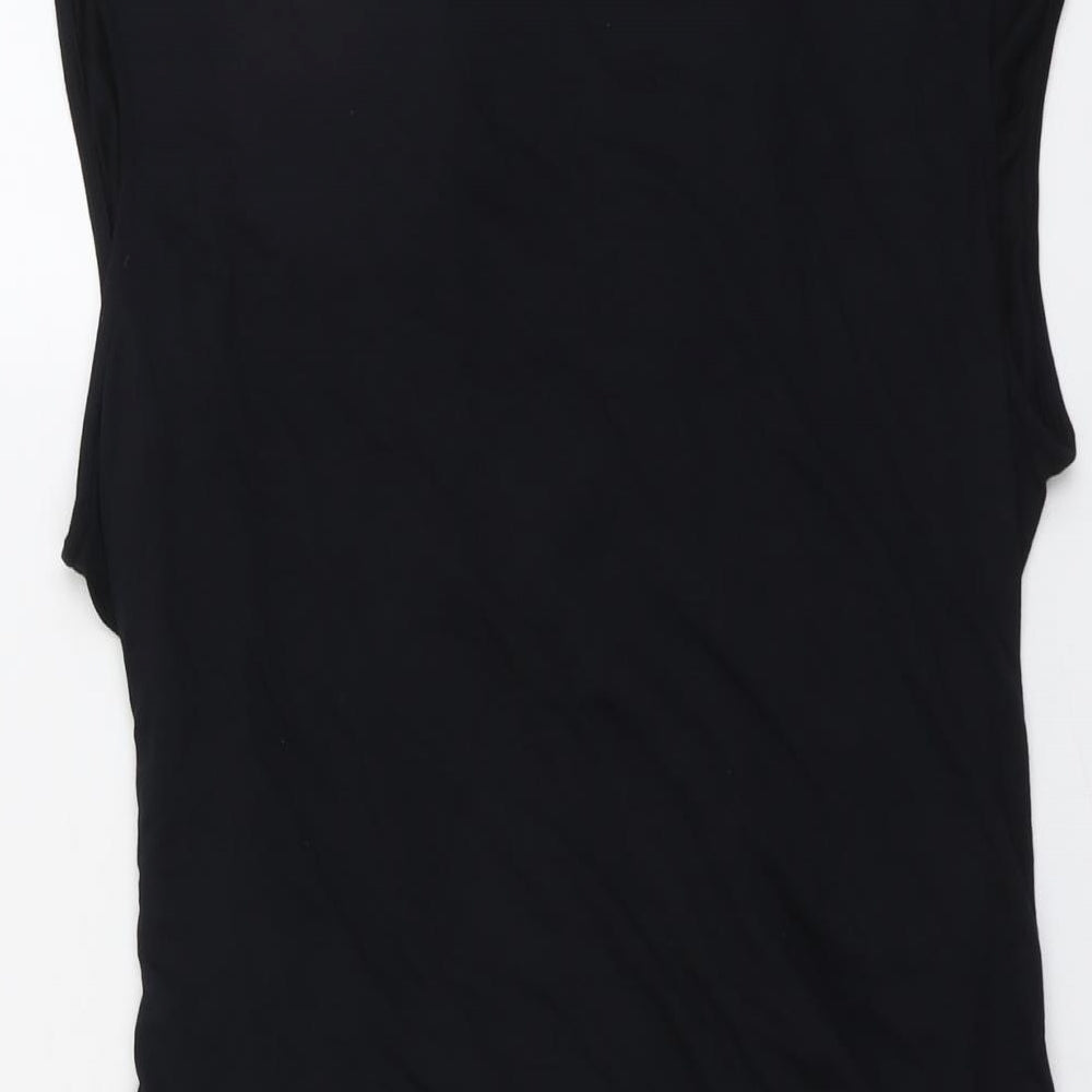 Marks and Spencer Womens Black Modal Basic T-Shirt Size 22 V-Neck - Wrap Style