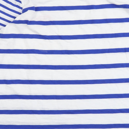 Marks and Spencer Womens Blue Striped Cotton Basic T-Shirt Size 22 Round Neck