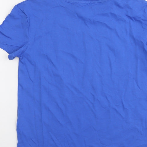 Marks and Spencer Boys Blue Cotton Basic T-Shirt Size 8-9 Years Round Neck Pullover - Brooklyn NYC