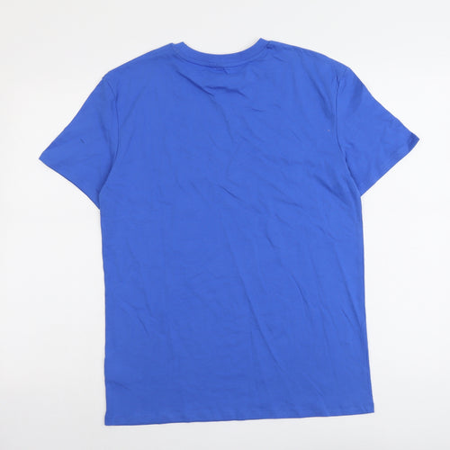 Marks and Spencer Boys Blue Cotton Basic T-Shirt Size 13-14 Years Round Neck Pullover - Brooklyn NYC