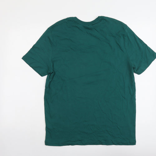 Marks and Spencer Mens Green Cotton T-Shirt Size M Round Neck - Gin-gle All The Way